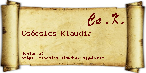 Csócsics Klaudia névjegykártya