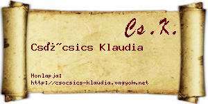 Csócsics Klaudia névjegykártya